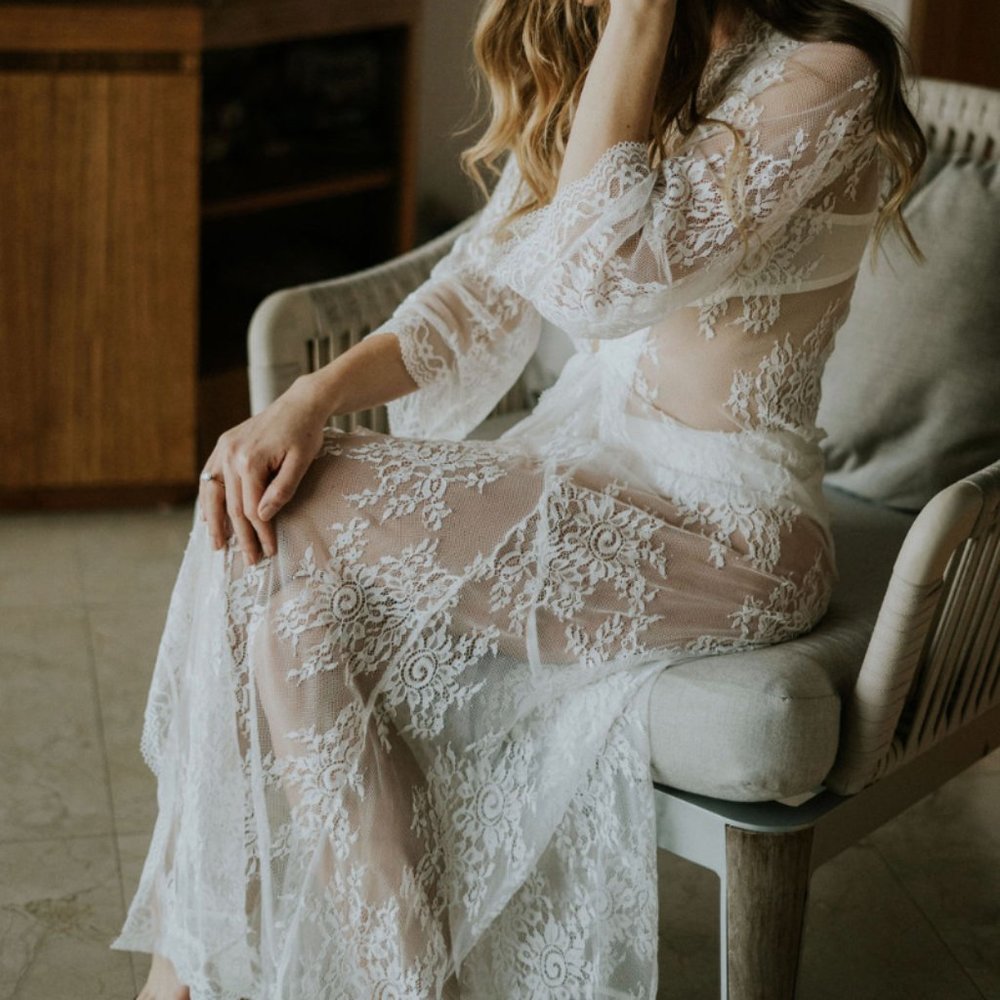 White Lace Bridal Robe